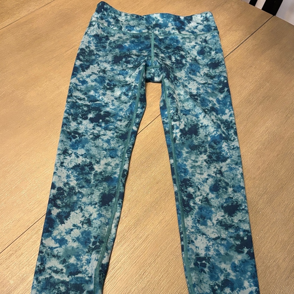 Athleta Kids Teal and Navy Patterned Leggings